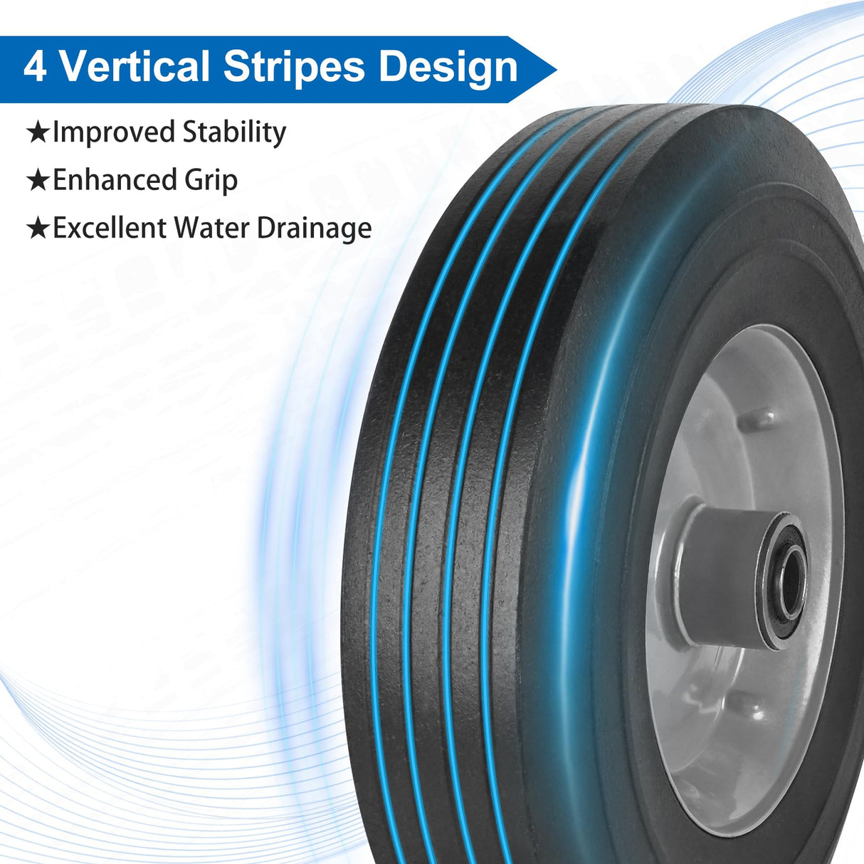 phepetroll 10" x 2.5" Flat Free Solid Rubber Tires 10 Inch Hand Truck Solid Wheels Replacement with 5/8" Axles, 8 Spacers 4 Pins for Hand Trucks, Wheelbarrows, Dolly Trolleies, 2 Packs