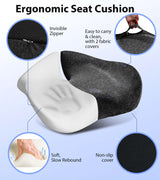 Airllantry Seat Cushion, Memory Foam Pressure Relief Coccyx Cushion for Tailbone Pain, Extra-Large Butt Pad for Office Chair, Car Seat, and Gaming Chair Pain Relief, Extra Cover