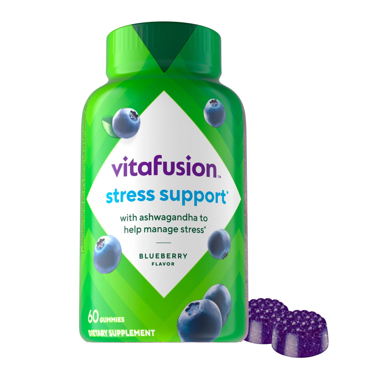Vitafusion Ashwagandha Gummies –Clinically Shown Adaptogen Sensoril Ashwagandha 125mg Per Serving – Help Manage Stress – Chewable Gummy Vitamins/ Alternative to Liquid Capsules Drops Powder, 60 Count