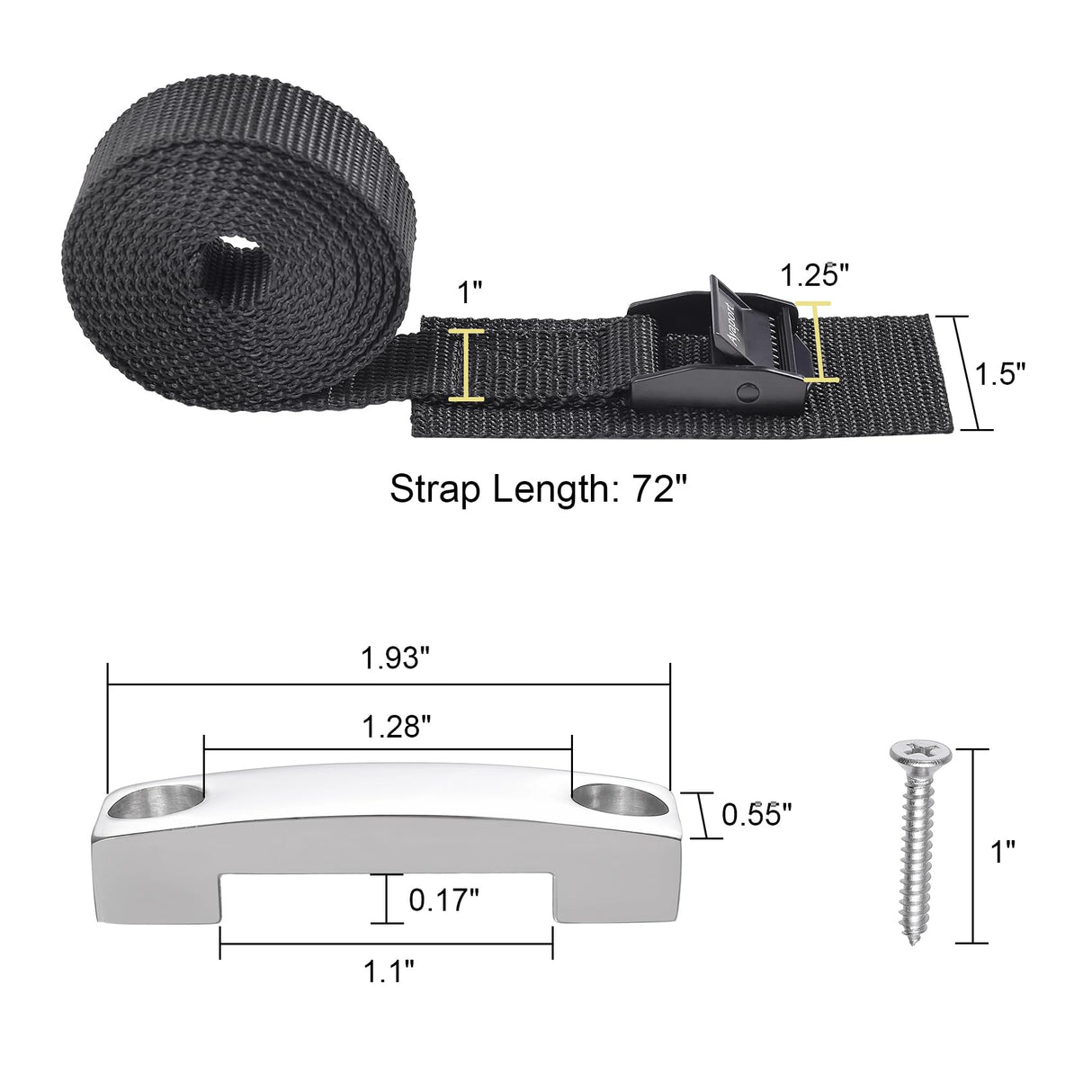 Ayaport Battery Tie Down Strap Battery Box Hold Down Kit 72”, Battery Tie Down Kit, with Stainless Steel Bracket & Screws Used for RV Battery, Accessories