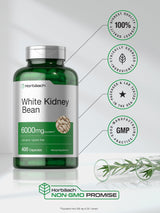 Horbäach White Kidney Bean Extract Capsules | 6000mg | 400 Count | Non-GMO & Gluten Free