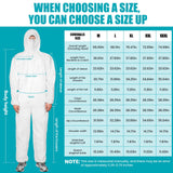 FURWEY Hazmat Suits 10 Pack Disposable Protective Coveralls, Heavy Duty Full Body Painters Suit for Men & Women with Elastic Wrists, Ankles and Hood, Available in 4 sizes-X-Large