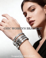 CERULEAN 5-Piece Elegant Stainless Steel Bracelet Set, Fashionable Classic Design, Stainless Steel 5 Piece Bracelet Set, Non Tarnish Bangle, Elegant Bracelets Sets for Everyday and Formal Wear (Gold)