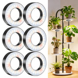 Wiaxulay Ceiling Grow Lights for Indoor Plants, 288 LED Full Spectrum 3.5in Halo Plant Grow Light, 12/3A Under Cabinet Grow Lamp with Auto Timer 6/12/16 Hrs, 3 Lighting Mode, 5 Brightness, Six Head