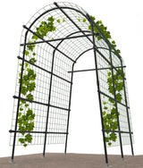Garden Arch Trellis 7FT Extra Tall Polyethylene-Coated Stainless Steel Garden Trellis for Climbing Plants Outdoor Garden Trellis Arch for Cucumber Trellis | Gardening Trellis with Clips (Black)