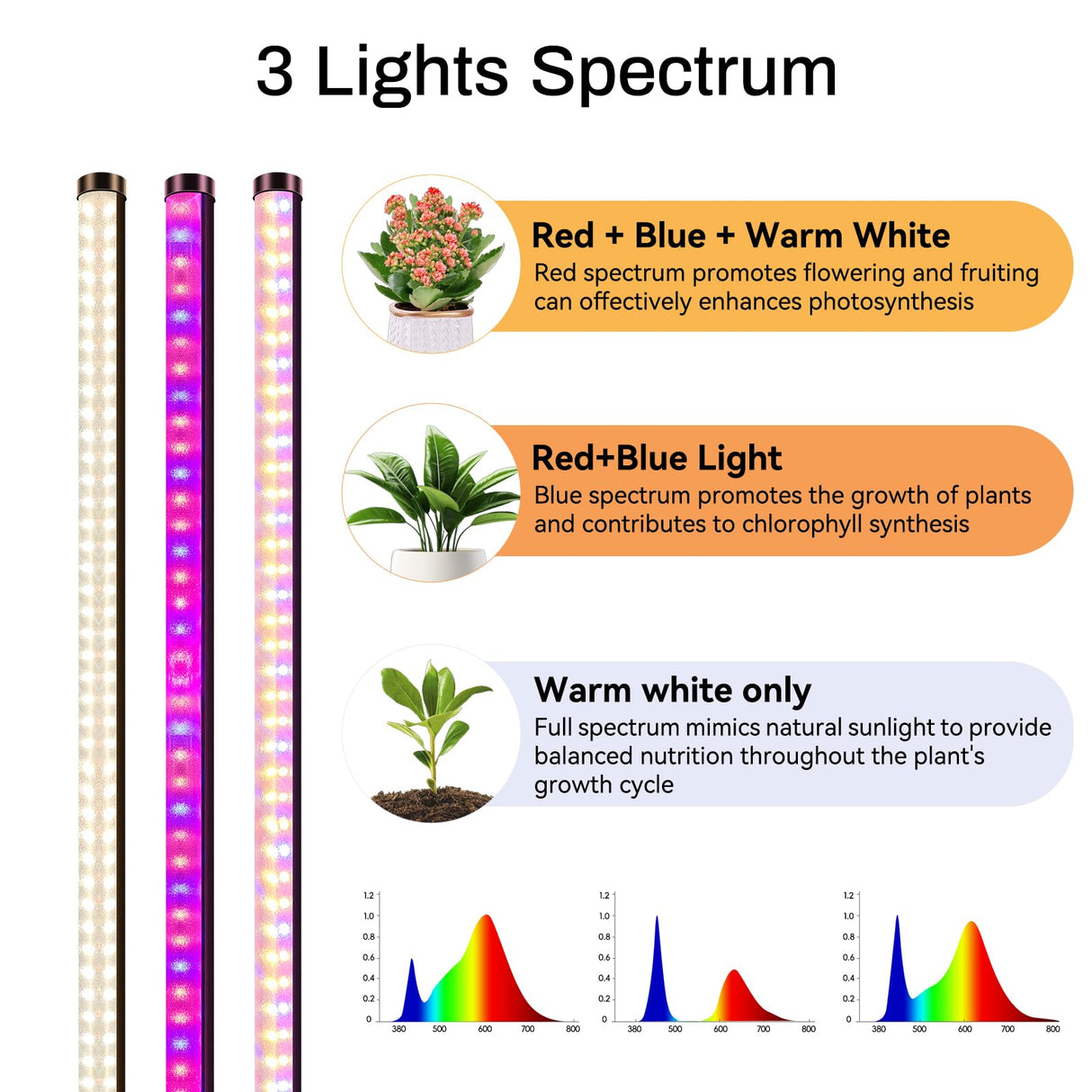 Atmel Standing Grow Lights for Indoor Plants with Timer 4Ft, 3 Adjustable Modes Full Spectrum Plant Lights for Indoor Growing, 243 LED Plant Grow Light for Flowering, Office, Indoor Garden