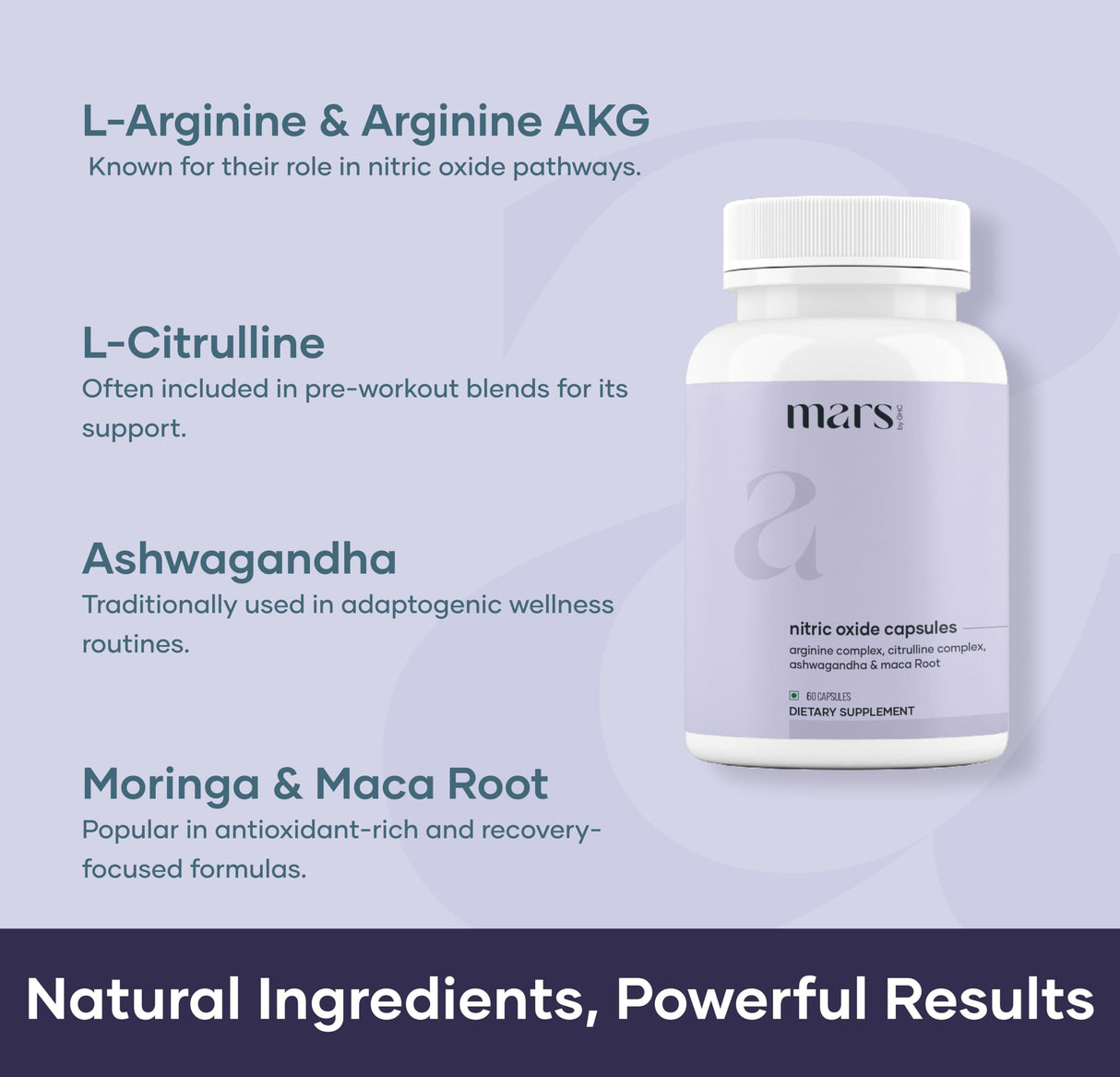 Mars Nitric Oxide Capsules – with L-Arginine, L-Citrulline & Adaptogenic Blend | Supports Energy, Circulation & Muscle Recovery (Pack of 2)