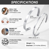 MEALGUET Stainless Steel Mens Cuff Bracelet : Polished 2 Pcs Stackable Metal Minimalist Open Cuffs Bangle Bracelet Set for Men,Mens Jewelry Gift, Silver