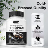 Purely Nutrient Ethiopian Black Seed Oil, Purely Ethiopian Black Seed Oil Capsules 4.64% Thymoquinone, Organic Cold Pressed Black Cumin Seed Oil Softgels, Non-GMO, Gluten-Free, 60 Softgels