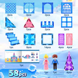 Diamond Magnetic Building Blocks for Kids - Princess Castle Magnetic Tiles Toys for 3-8 Year Old Girls & Boys - 3 4 5 6 Year Old Girl Birthday Xmas Gifts - STEM Educational Toys for Creative Play