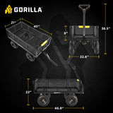 Gorilla Carts Steel Utility Cart, 4 Cu Ft Bed, 900 lb Load Capacity, Black – Towable Heavy-Duty Outdoor Hauling Wagon with Removable Side Panels for Yard, Lawn, Garden or Landscaping