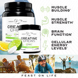 Muscle Feast Vegan Creatine Monohydrate, Gluten-Free Creapure Chews, Lemon Lime, 360 Tabs