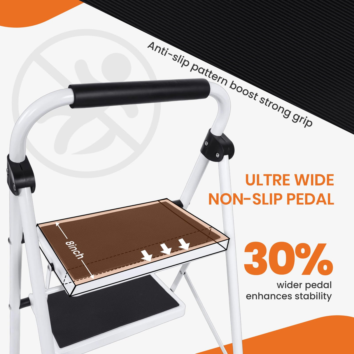 Sweetcrispy 3 Step Ladder, 330lbs Folding Step Stool with Anti-Slip Pedal