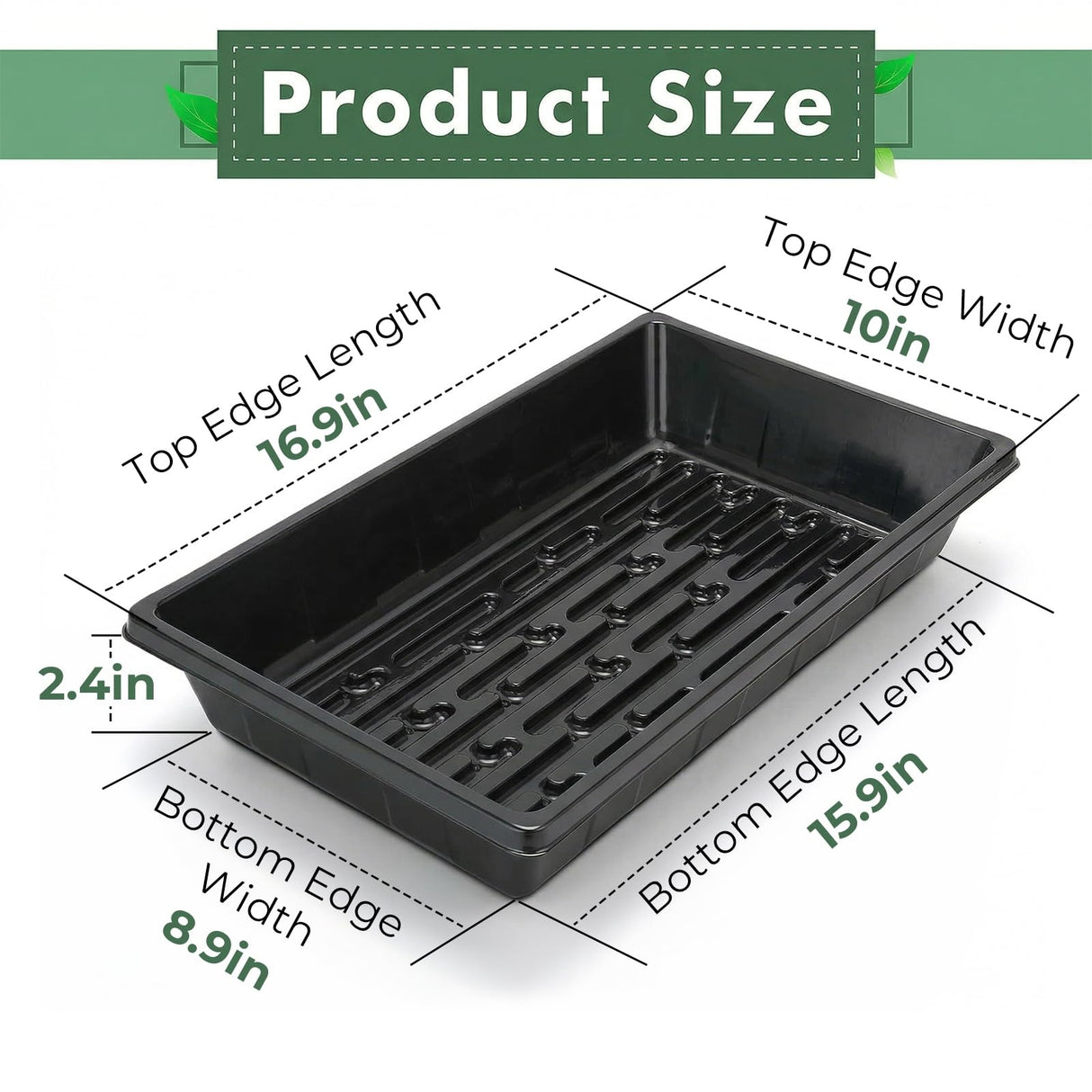Sckee Upgraded 5 Pack Plant Growing Trays Seed Starting Tray Microgreens Growing Trays Seedling Plant Germination Starter Tray Transplant Fodder Flats, No Holes, No Leakage, Reusable (1017)