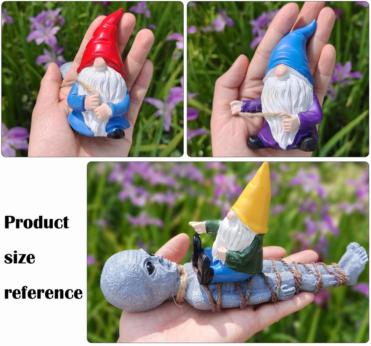 qumHmup Garden Gnomes with Alien Figurine, Polyresin Naughty Gnome Statue for Patio Lawn Garden Porch Fence Outdoor Decoration