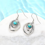 Phyonio Teal Turquoise Earrings for Women 925 Sterling Silver Turquoise Dangle Earrings Vintage Swirl/Spiral Ear Hook Earrings