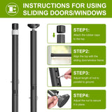 Sliding Glass Door Security Bar, Patio Door Barricade Security Bar, Apartment BarSliding Door Security Bar, Door Jammer, Black, 1 Pack
