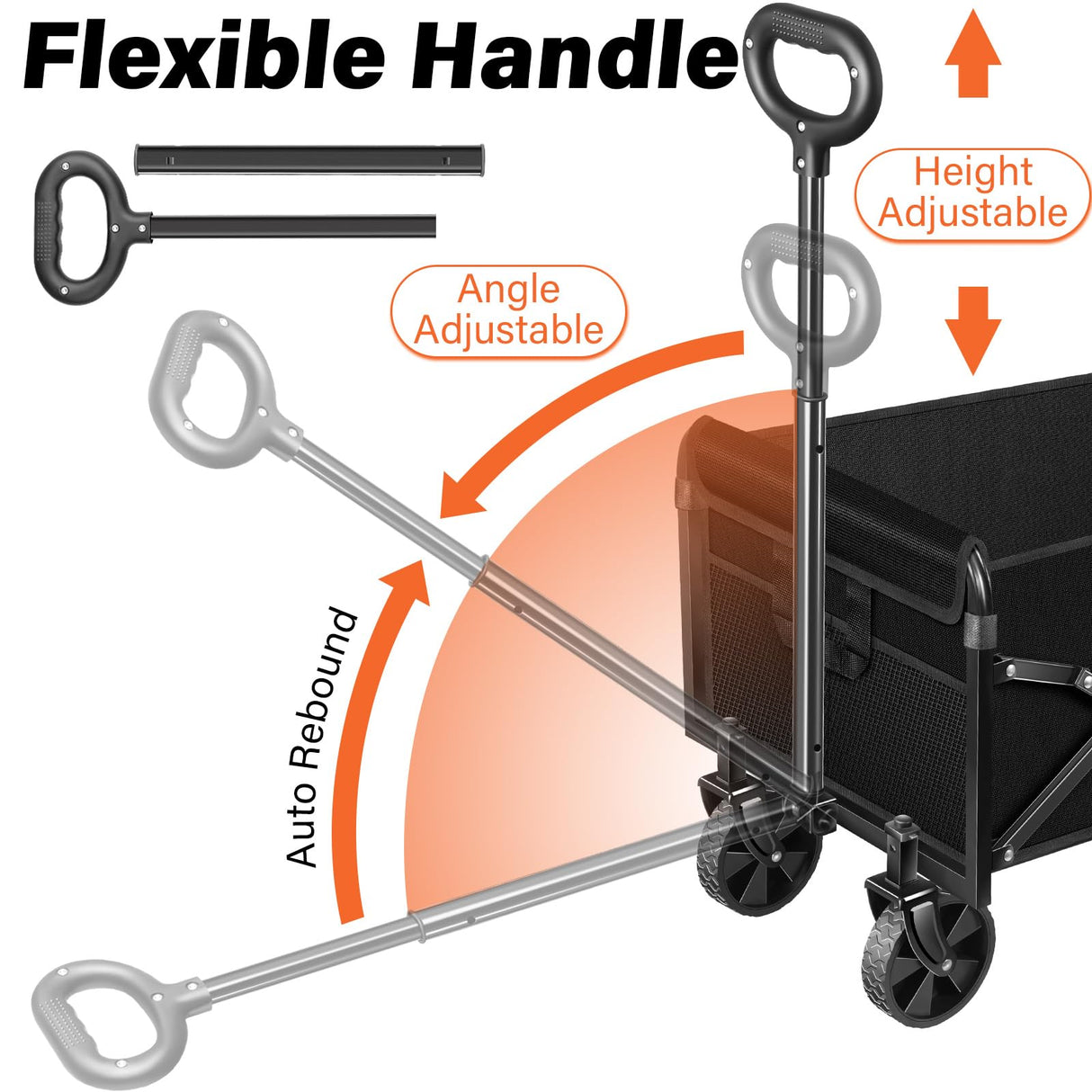 Wagons Carts Foldable - 280Lbs Collapsible Wagon Cart with Wheels Portable - Folding Wagon Lightweight for Camping, Sports, Travel, Picnic, Groceries, Shopping