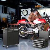 Goplus Tool Chest, 5 Drawers Rolling Tool Cabinet with Detachable Top Toolbox, Universal Lockable Wheels, Lock Bar, Protective Liner & Tool Rack, Metal Tool Storage Cart, Tool Box for Garage Workshop