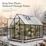 HOOYEAH 6x8 FT Polycarbonate Greenhouse, Walk-in Greenhouses for Outdoors, Aluminum Frame Plant Green House with Locking Door & Roof Vent, Heavy Duty Winter Green House Kit for Outside Backyard