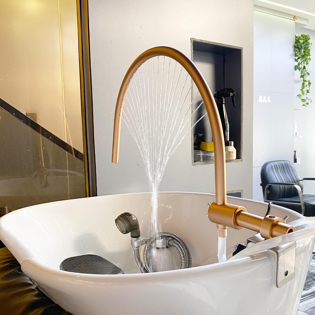 Generic Modern U-Shaped Head Spa Equipment Shampoo Bowl Waterfall Hydrotherapy Adjustable Fits Most Shampoo Basin Bed Massage Salon Equipment