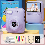 Kids Camera Instant Print, 3.0" HD 32MP Kids Camera Christmas Birthday Gifts for 3 4 5 6 7 8 9 10 11 12 Year Old Girls Boys, 32GB SD Card-Purple