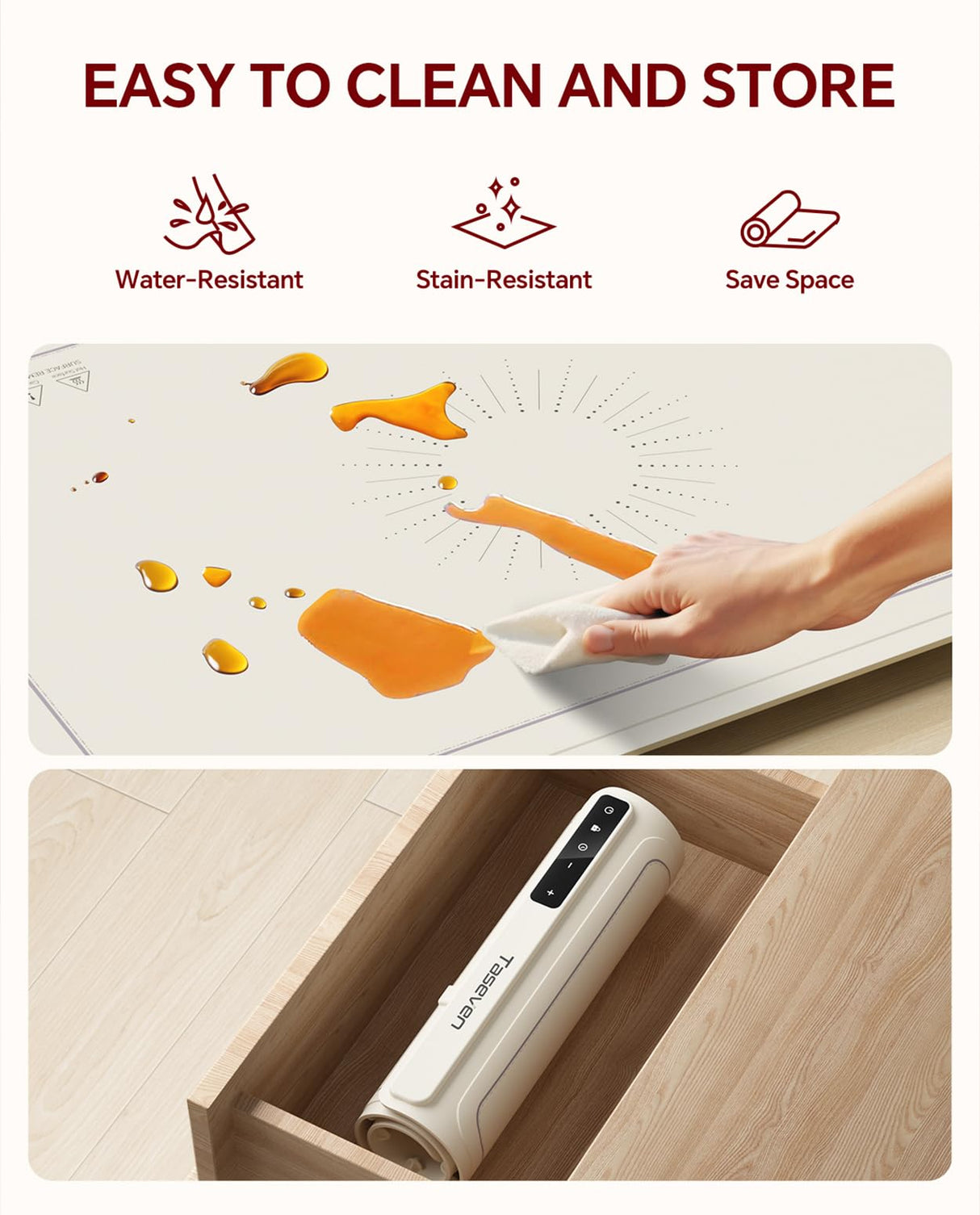 Food Warming Mat, Silicone Heating Tray with 7 Temperature Settings, Quick Full Surface Heating Pad, Thermochromic Line, Kids Lock, Food Warmers for Parties