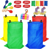 32 Pcs Outdoor Games Potato Sack Race Bags for Kids Adults, Bean Bag Toss Game, 3 Legged Race Bands, Egg Spoon Relay Race Game, Carnival Outside Yard Lawn Games for Easter Christmas Birthday Party