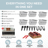 Alpha Living 6 Pack Refill Kit - Disposable Chafing Dish Buffet Set, Welded Body Food Warmers for Parties, Fuel Cans, Half Size Pans, Warming Trays
