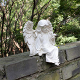 JARPSIRY Angel Garden Statue, Sitting Angel Sculpture, Resin Angel with Bird Figurine for Patio Yard Porch Lawn Outdoor Decor Home Shelf Sitter Memorial Spiritual Gifts