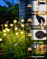 OZS 6 Pack Total 48 LED Solar Garden Lights Fairy Outdoor - Solar Firefly Lights Outdoor, Sway by Wind, Waterproof for Garden Patio Pathway Fairy Decoration (Warm White)
