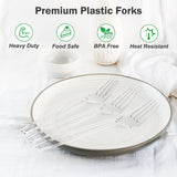 Dealusy 360 Count Extra Heavy Duty Clear Plastic Forks Disposable