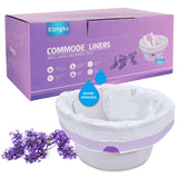 Elzrghs Commode Liners with Absorbent Pads for Bedside Commode, Commode Toilet,50 La-Vender Scented Bedside Commode Liners and 50 Commode Pads, White