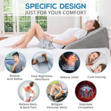 Sasttie Wedge Pillow, 12 Inch Memory Foam Bed Wedge Pillow for Sleeping, Acid Reflux, Back Pain, Post Surgery, and Snoring, Designed with Washable Cover, Solid Warm Gray