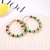 African Earrings Juneteenth Earrings for Black Women Red Black Yellow Green African Hoop Earring Black History 1865 Earring Ethnic Africa Hoop Independence Day Jewelry(B)