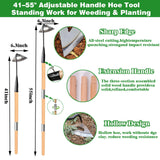 Gardening Tools Hollow Hoe, All-Steel Hardened Hollow Hoe with 55 Inch Long Handle, Sharp Edge Garden Weeding Tools, Garden Weeder Tool Shovel Weed Puller for Backyard Loosening Farm Planting Weeding