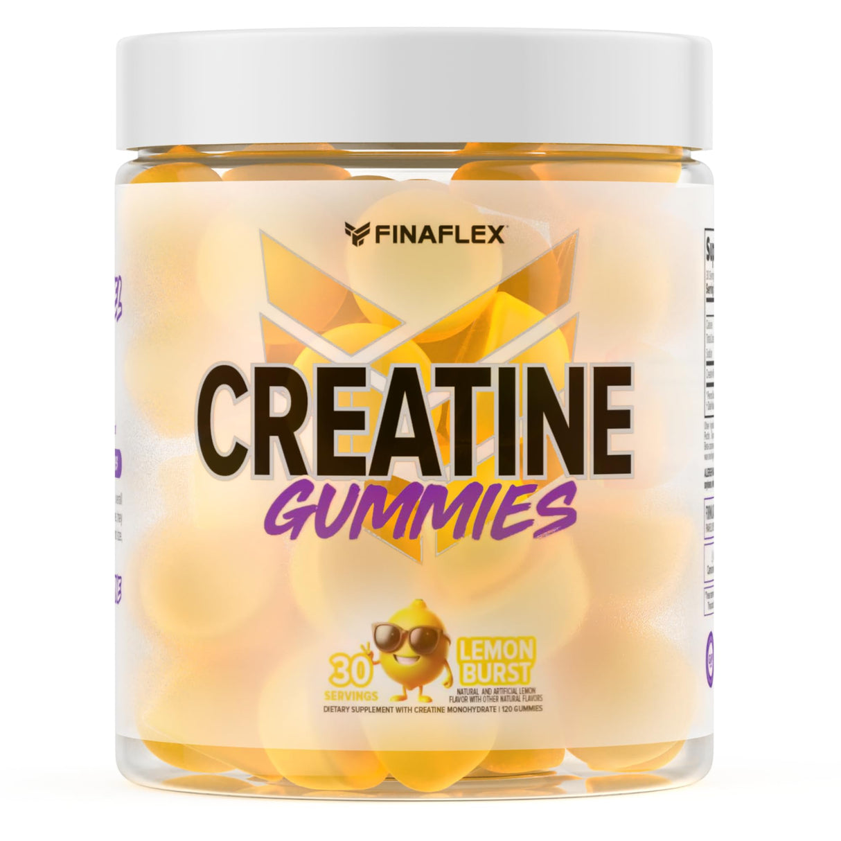 FINAFLEX Creatine Gummies - 120 Gummies - Lemon Burst Flavor - Promotes Muscular Strength, Size & Performance - 5g of Creatine Monohydrate Per Serving - 30 Servings