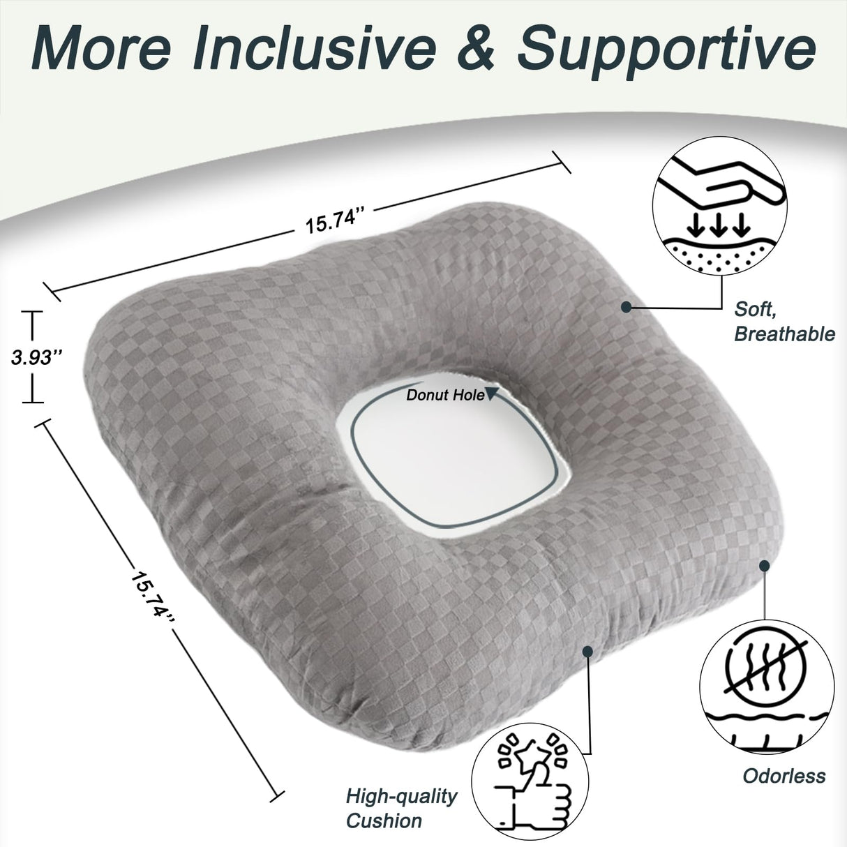 Anti-Slip Wheelchair Cushions, Bed Sore Cushions for Butt, Ergonomic Innovations Orthopedic Donut Pillow, Medical Seat Cushion for Sciatica, Back, Coccyx, Pressure Sore (Gray)