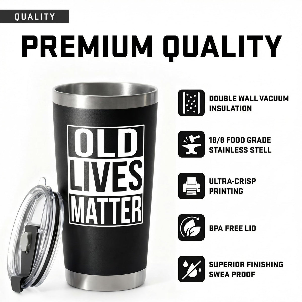 Gag Gifts for Men - Gifts for Dads from Daughter, Son for Fathers Day, Christmas - 30th, 40th, 50th, 60th Birthday Gifts for Men, Him - Dad Birthday Gifts, Old Man Gift, Old Lives Matter Tumbler 20oz
