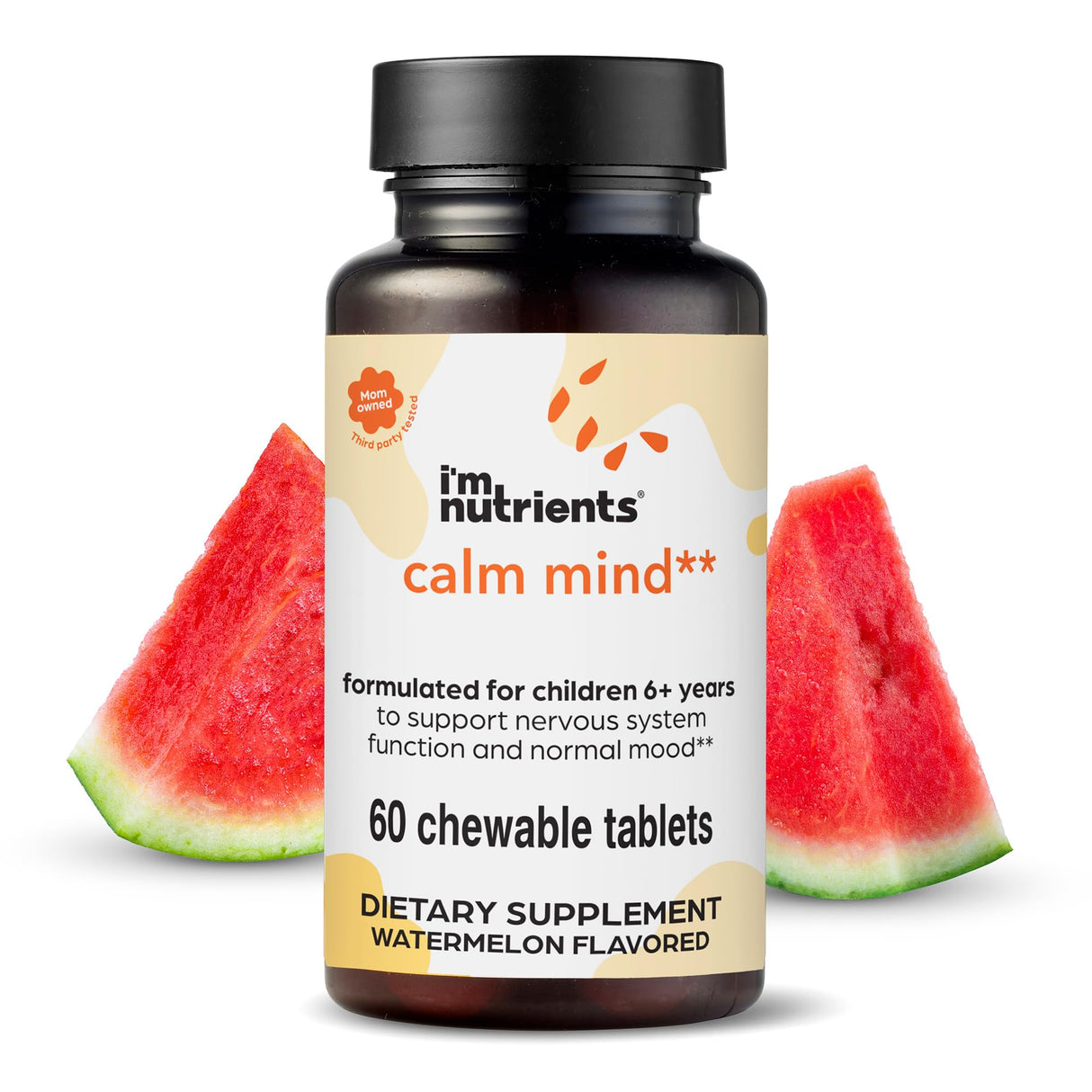 I’m Nutrients Calm Mind | Saffron Supplements for Kids | Nervous System Support | Kids Magnesium | Vitamin B6 | Zinc | Naturally Flavored | No Artificial Ingredients | 60 Chewable Tablets