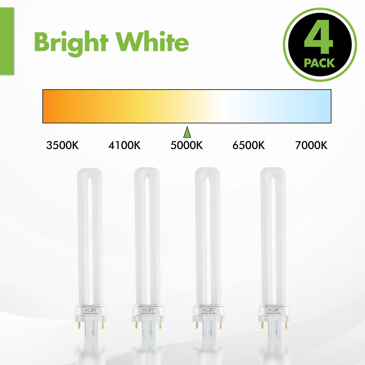 (Pack of 4) 13W CFL Light Bulbs – Single Tube, 2-Pin GX23 Base, 5000K Bright White – Compatible with Sylvania CF13DS/850, Philips PL-S 13W/850, GE F13BX/850