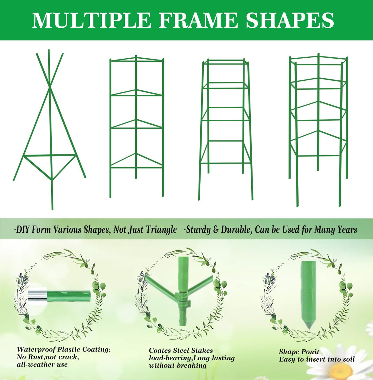 Moirsunt 6 Packs Tomato Cage for Garden, Up to 48Inch Plant Support Stakes