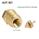 Aupoko A/C Retrofit Valve with Dust Cap, R12 R22 to R134A Fast Quick Conversion, 1/4" to 8v1 Thread, with R134A Quick Coupler Interface and Core Valve