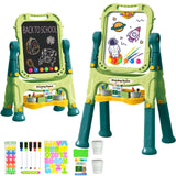 Amagoing Easel for Kids, Adjustable Standing Art Easel for Toddler, Double Magnetic Drawing Board with Painting Accessories, Birthday Christmas Gift for Little Boys and Girls, Middle Size (Green)