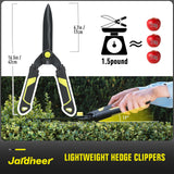 Jardineer 16.5'' Hedge Shears, Lightweight Hedge Clippers Handheld with Shock-Absorbing Bumpers and Sharp Steel Wavy Blade, Landscaping Shears for Trimming Hedges, Shrubs and Shaping Bushes