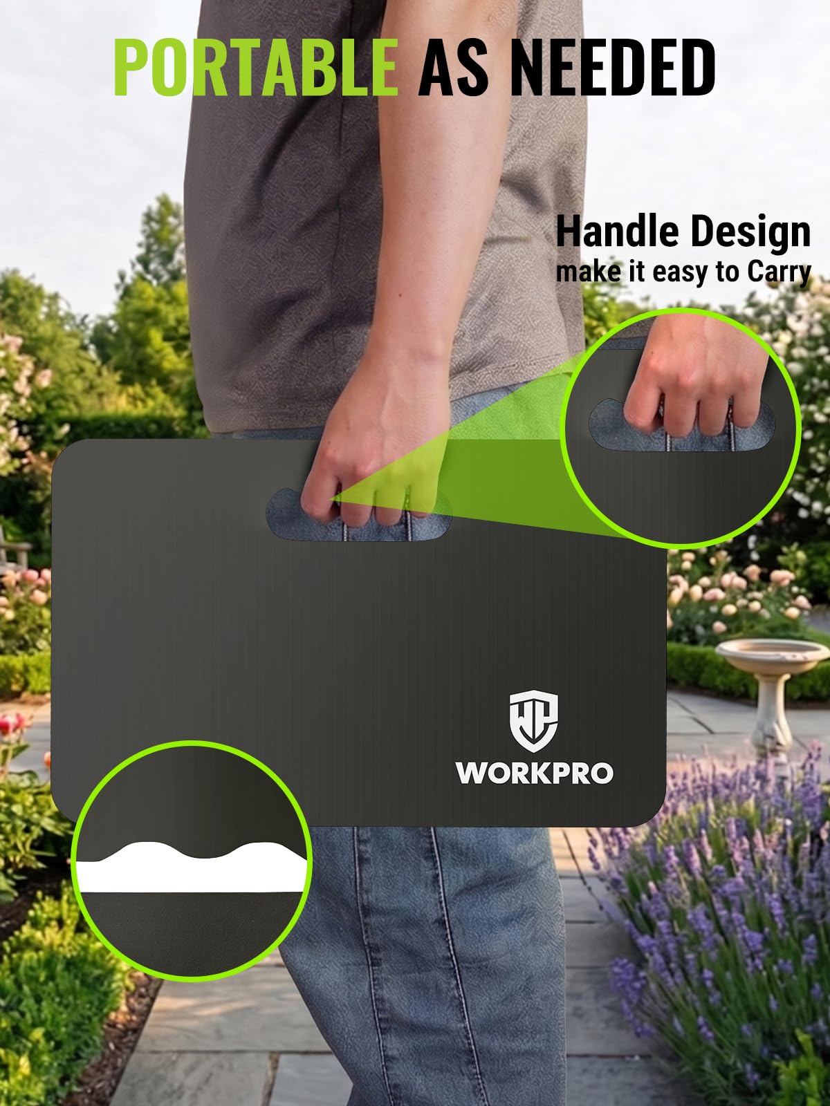 WORKPRO Extra Thick Kneeling Pad, Soft NBR Foam Cushioning for Knee, Large Foam Kneeler Mat for Gardening, Bathing Baby, Exercise, Workout Supplies, 17.5 x 11 x 1.5 in (Black, 1 Pack)
