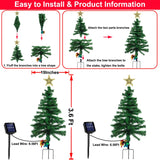 2-Pack 3.6FT Solar Christmas Tree Outdoor Christmas Decorations, 8 Modes Solar Xmas Tree Lights with 100 LED, Waterproof Solar Christmas Lights for Yard Front Porch Pathway Grave Cemetery Decor