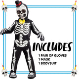 Spooktacular Creations Glows in the Dark Skeleton Costume for Boys, Halloween Skeleton Costume, Bone Jumpsuit for Kids