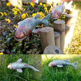 VKEVOC Set of 2 Antique Koi Fish Statue, Outdoor Garden Sculpture for Patio, Backyard, Pond, and Home Decor