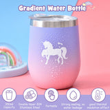 Tacobear Unicorn Gifts for Girls Age 6-10, 9PCS Unicorn Gift Set with Wired Headphones, Lock Diary, Insulated Cup, Coin Pouch, Socks, Mirror & Pen, Christmas Birthday Gifts for Kids 6 7 8 9 10 11 12